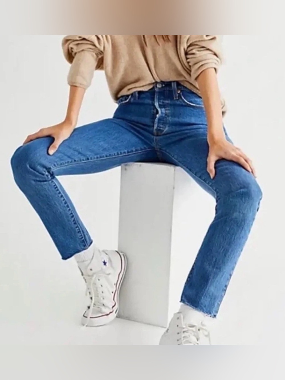 Levis 501 Jeans Womens Skinny High Rise Medium Wash Button Fly Stretch Sz 26 NWT